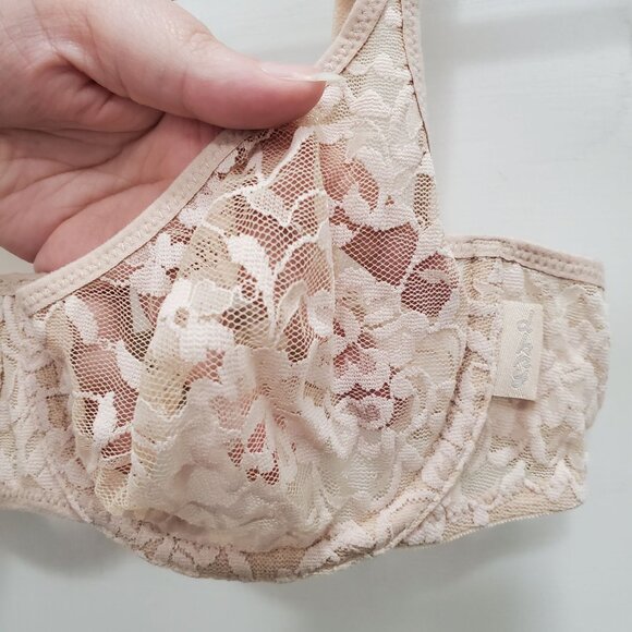 DKNY 451000 Signature Lace Unlined Demi Sheer Nude Underwire Bra Size US 34B - Picture 2 of 4